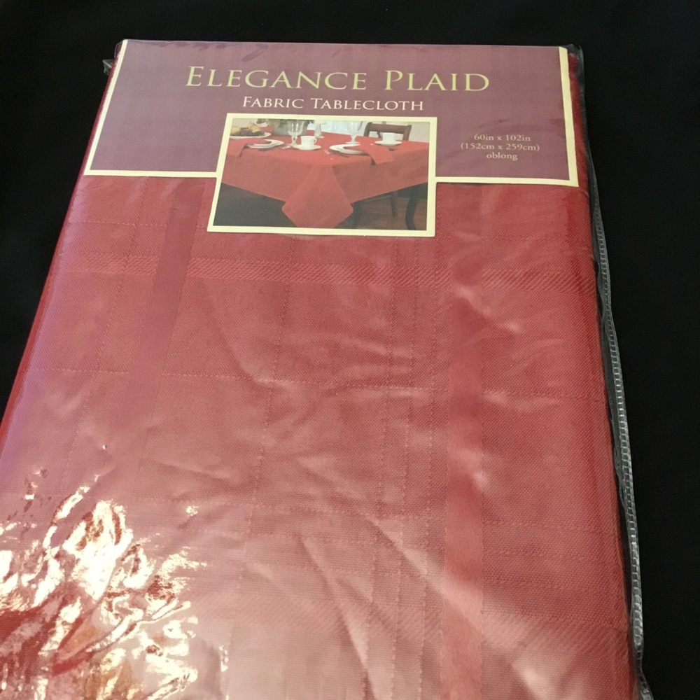 ELEGANCE PLAID RED FABRIC TABLECLOTH